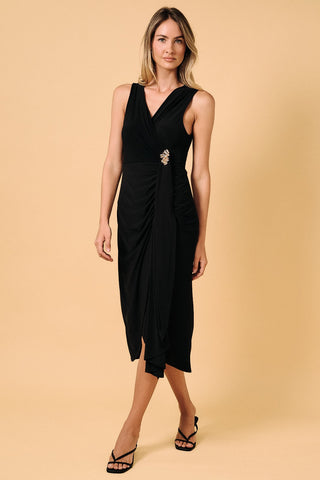 Black Drape Midi Dress