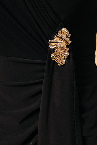Black Drape Midi Dress