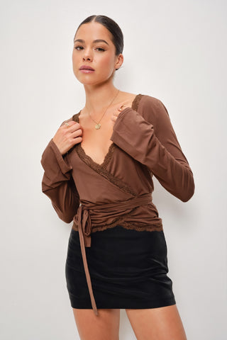 Chocolate Lace Wrapped Top