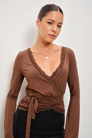 Chocolate Lace Wrapped Top