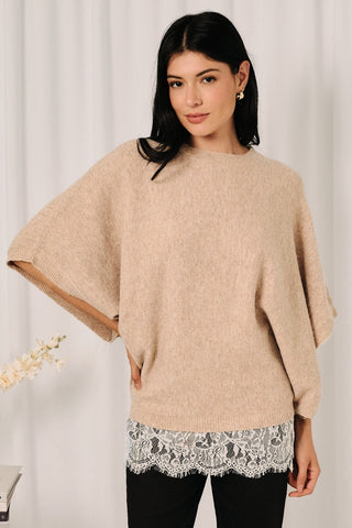 Lace & Layers Tan Sweater