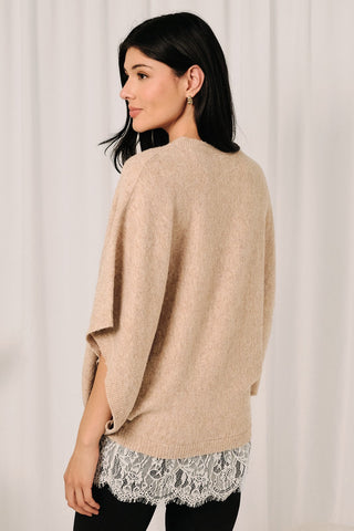 Lace & Layers Tan Sweater