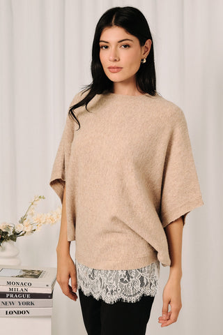 Lace & Layers Tan Sweater