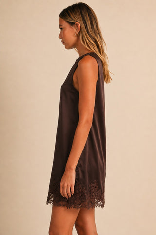 Chocolate Lace Mini Dress