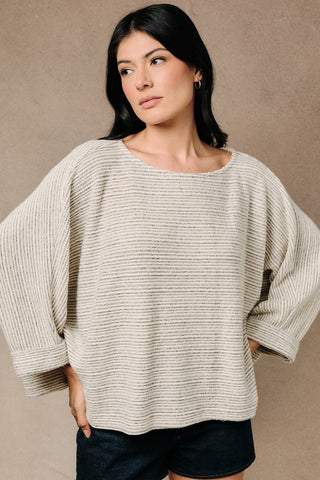 Cream Wide Neck Dolman Cuff Sweater