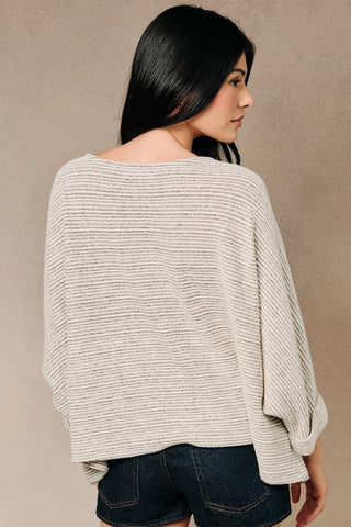 Cream Wide Neck Dolman Cuff Sweater
