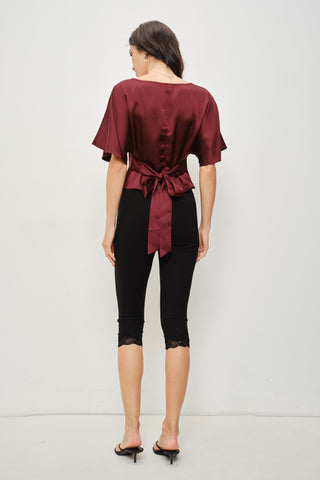 Dark Cherry Flutter Sleeve Top