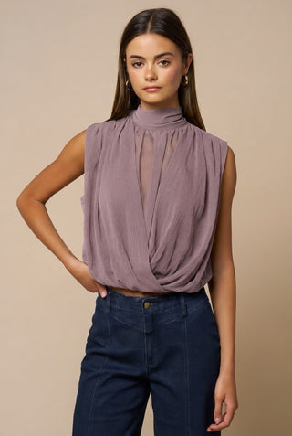 Mauve Sleeveless Draped Top