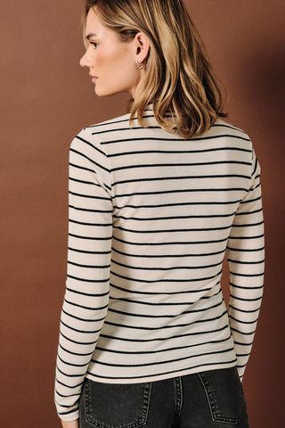 Ivory Collared Stripe Top