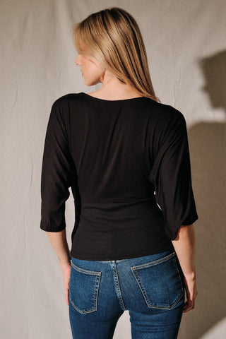 Black V-Neck Dolman Blouse