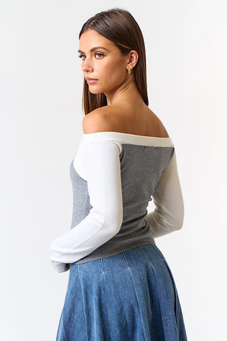 Twisted Grey Off Shoulder Sweater