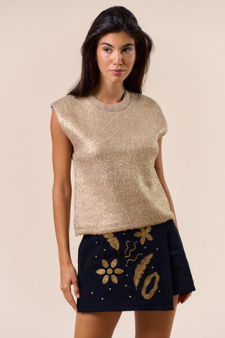 Gold Shimmer Sleeveless Sweater