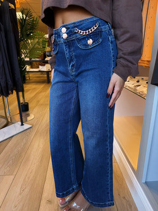 Stevie Rose Gold Chain Wide Leg Jean