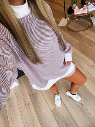 Lavender Striped Mockneck Set