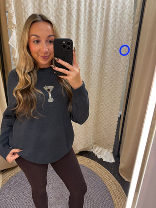 Martini Moment Beaded Sweater - Olive