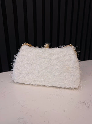 Sabrina Feather Bag - White