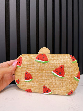 Watermelon Straw Clutch