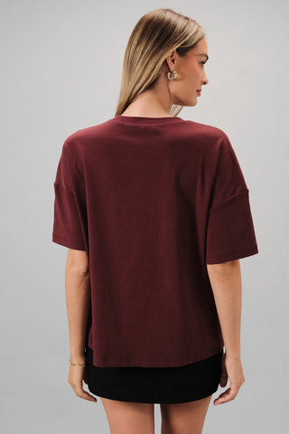 Burgundy Loose Metal Knot Tee