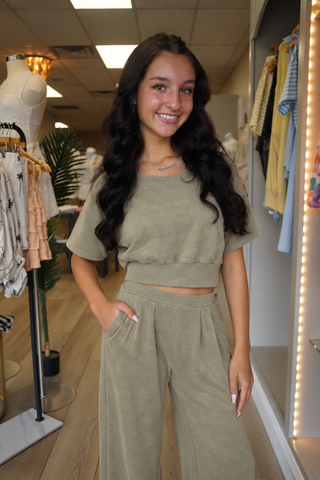 Olive Suede Set