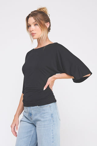 Cinched Essential Top: Black