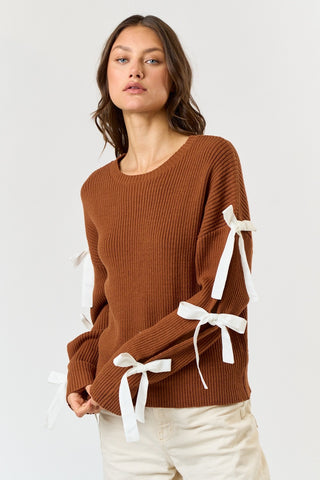 Caramel Ivory Bow Sweater