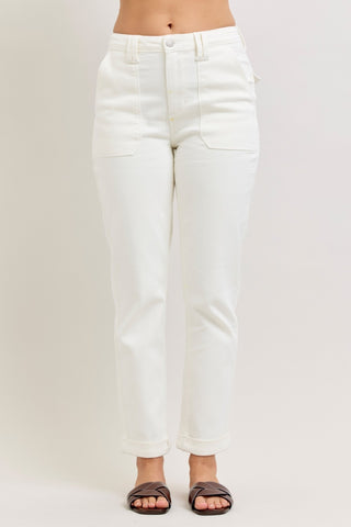 Judy Blue High-Rise White Straight Leg Jeans