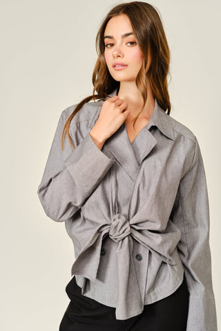 Grey Chic Knot Blazer Top
