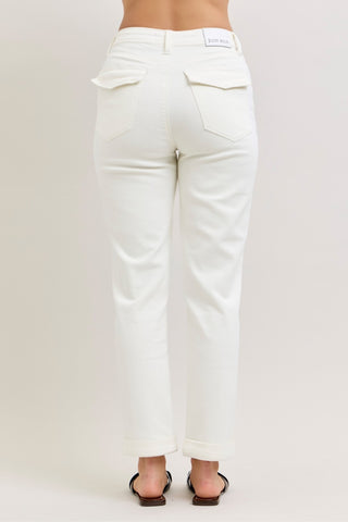 Judy Blue High-Rise White Straight Leg Jeans