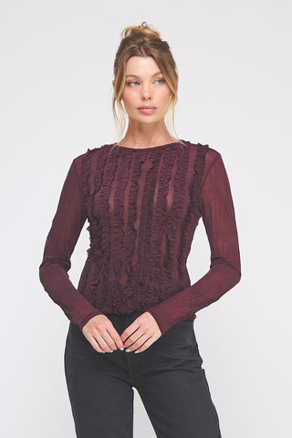 Plum Silky Sheer Top