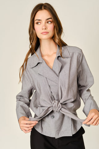 Grey Chic Knot Blazer Top