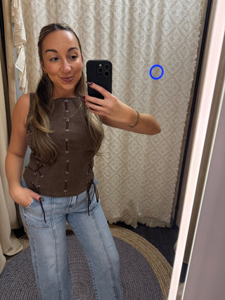 Brown Eyelet Tank