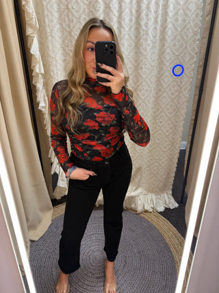 Roses Sheer Mesh Bodysuit