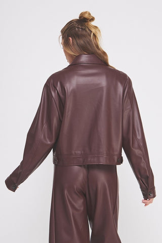 After Dark Pleather Jacket - Wine