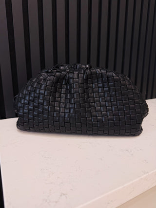 Black Woven Frame Clutch