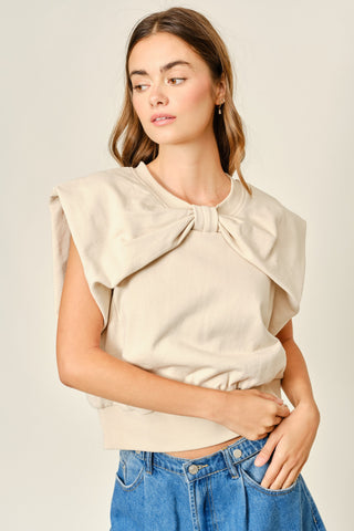 Cream Ribbon Detail Sweatshirt
