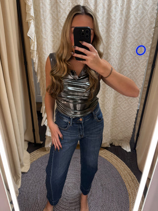 Silver Twinkle Ruched Top