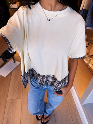 Vanilla Plaid Peplum Tee