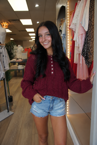 Merlot Cable Knitted Sweater