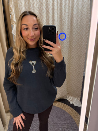 Martini Moment Beaded Sweater - Olive