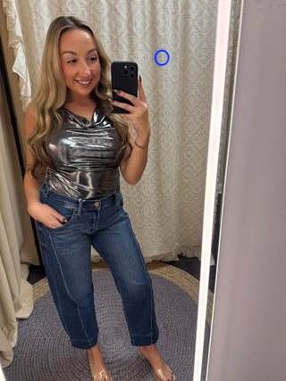 Silver Twinkle Ruched Top