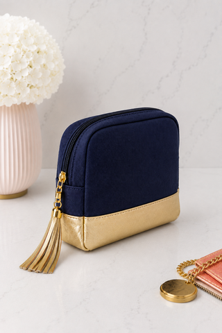 Navy Cosmetic Clutch
