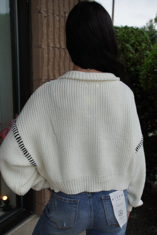 Off White Contrast Sweater