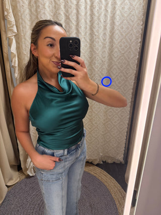 Emerald Satin Silk Tank