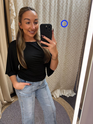 Cinched Essential Top: Black