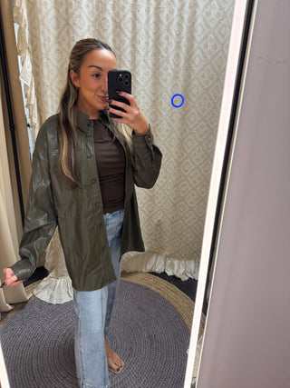 Winter Olive Pleather Jacket