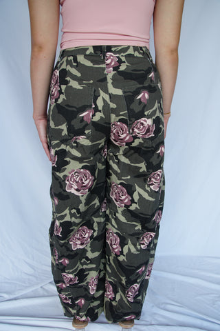 Camo Floral Barrel Jean