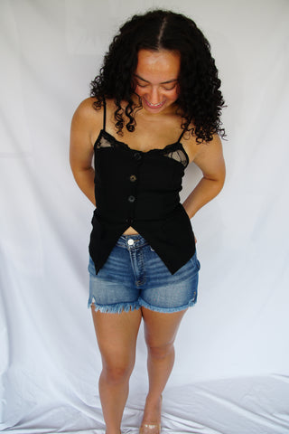 Dark Denim High Rise Shorts