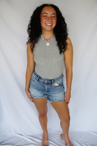 Medium Denim High Rise Shorts