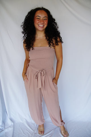 Mauve Strapless Harem Jumpsuit