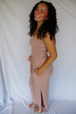 Mauve Strapless Harem Jumpsuit